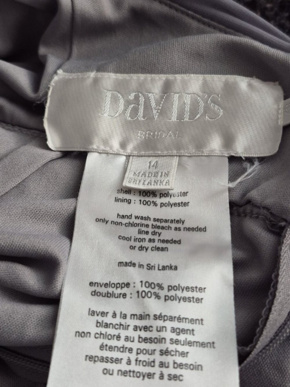 David's Bridal women's Gray chiffon cocktail bridesmaid flare Mini dress size 14 - Picture 7 of 10